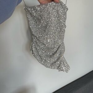 Zara Silver Sequin Top